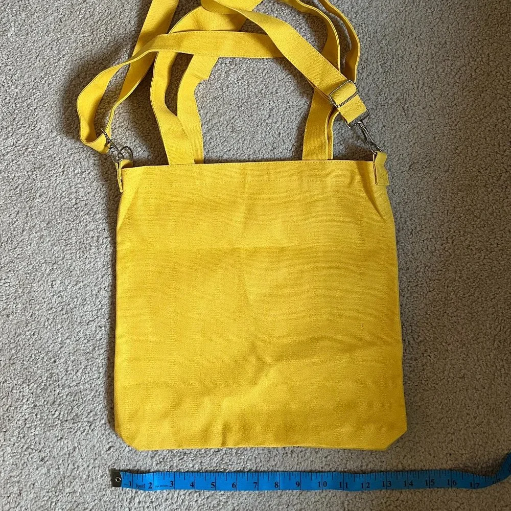 Vibrant Yellow *Strawberry* Tote, Full Zipper, Adjust or Remove Strap, NWOT - Picture 3 of 9